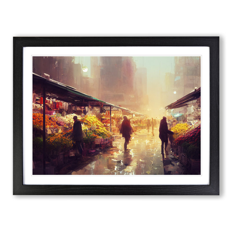 The Flower Market Vol.2 - Single Picture Frame Print, 46cm H x 64cm W, Black