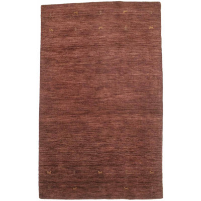 Tapis rouge marron en laine tissé à la main
