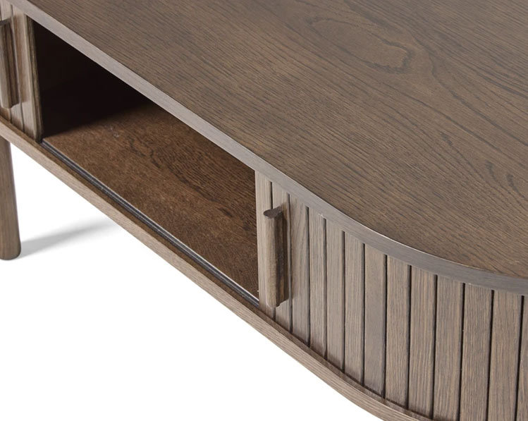 Tarcha Coffee Table with Storage, Dark Brown Wood