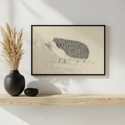Reproduction d'art hérisson monochrome par Sophie Corrigan
