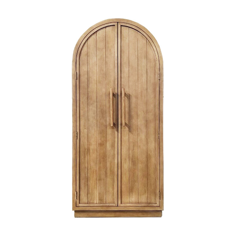 Armoire d'appoint 2 portes brun clair avec fond jaune