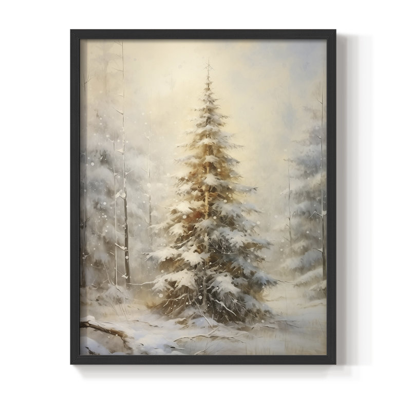 «Christmas Holiday Art», reproduction encadrée en bois massif, Noir, noir, noir, noir, H 21 po x l 17 po