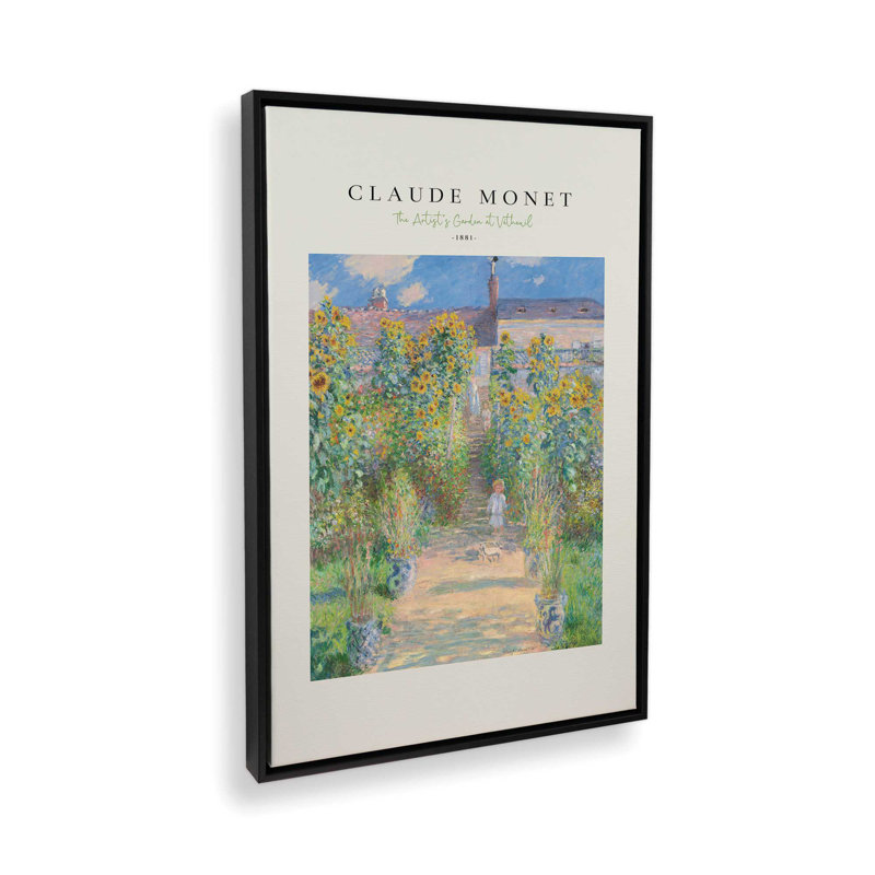 Le jardin de l'artiste par Monet v2, Cadre flottant noir satiné, H 36,75 po x l 24,75 po x P 1,75 po
