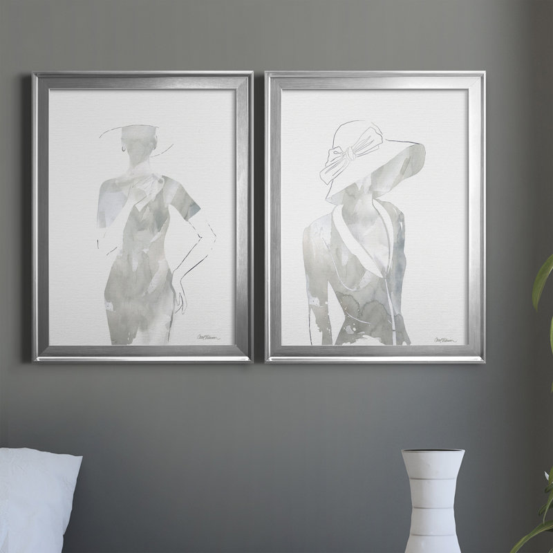 Fashion Cover I - Ensemble de 2 peintures sur toiles encadrées, H 22,5 po x l 61 po x P 1,5 po, Argent
