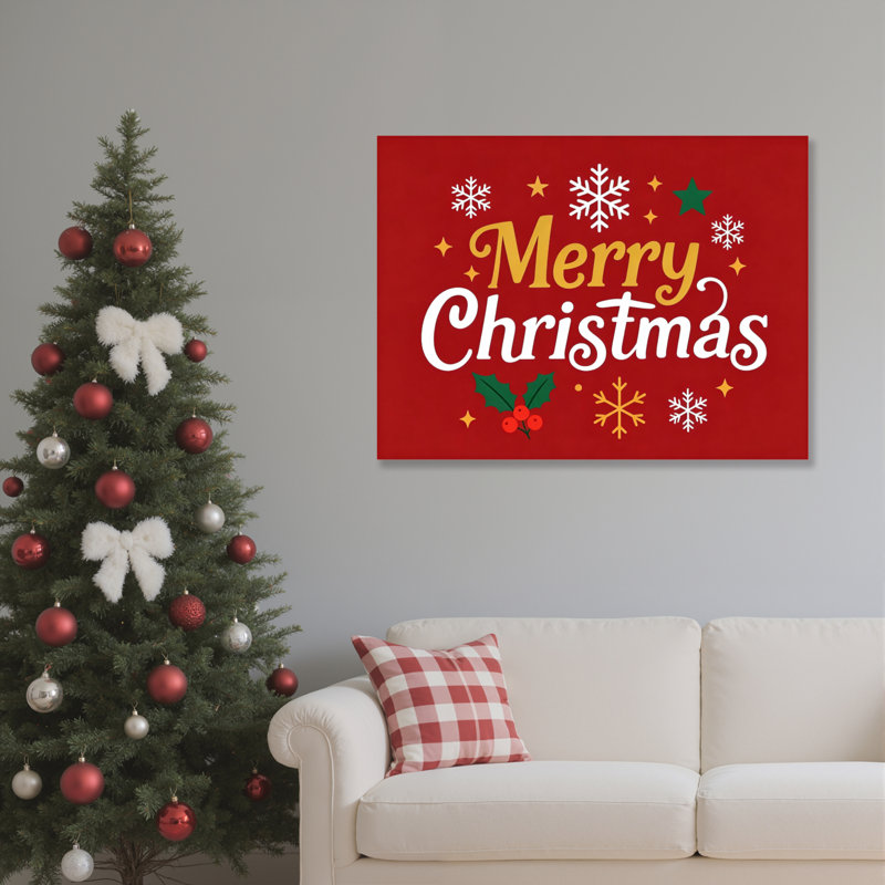 Merry Christmas Holiday, impression sur toile tendue sur toile, ensemble de 1, H 12 po x l 18 po