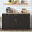 Buffet de rangement multifonctionnel, table de salle à manger extensible, tablettes réglables, support coulissant à 3 niveaux, îlot de cuisine pour la cuisine, la salle à manger et le salon (noir)-128964711