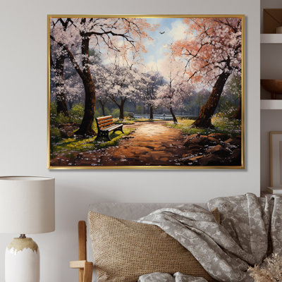 «Pink Springtime Park Floral Canopy II», art mural sur toile