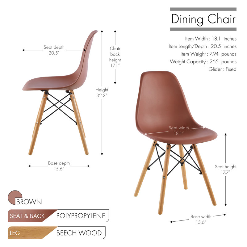 17.5'' H Side Chair, Brown