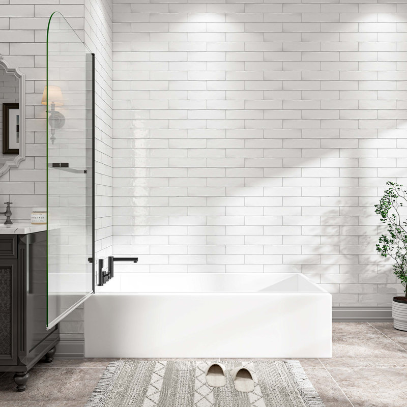 55"-60" W X 72" H Matte Black Reversible Installation Double Bypass Sliding Shower Door,Aluminium Alloy Frame,1/4"(6MM) Tempered Glass With Nano Explosion-Proof Membrance,Easy Installation