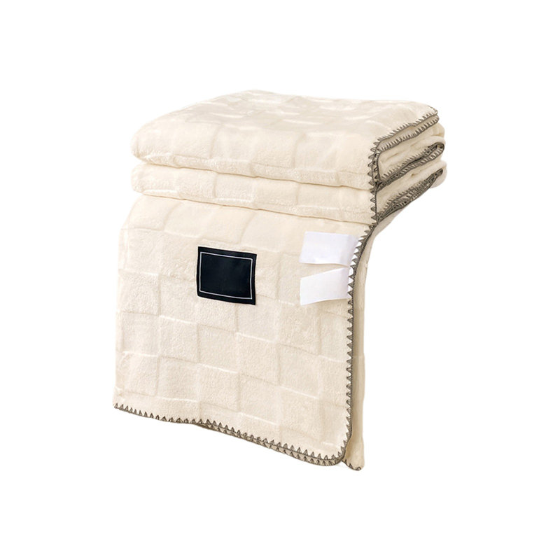 Petite couverture en velours à carreaux kbndieu, White