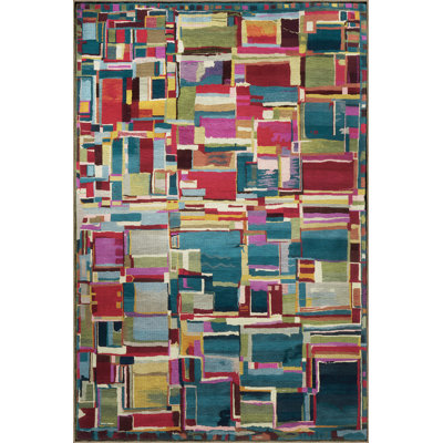 Dark-Toned Multi-Colored Mixed Shape Patterned Creative Modern Decorative Rug