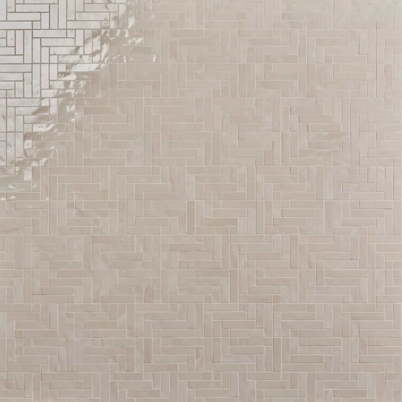 Zelora 1" Glossy Ceramic Mosaic Wall Tile, Linen Beige