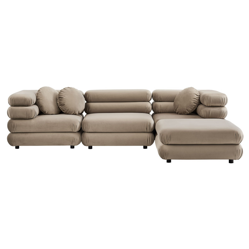 Canapé modulaire en velours 4 pièces Jubilee, Velours taupe