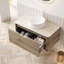 Meuble-lavabo luxueux en céramique et contreplaqué en chêne blanc pour une salle de bain élégante