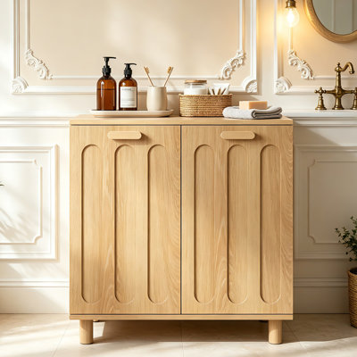 Armoire à linge basculante en bois, armoire de rangement pour linge de style campagnard avec paniers en tissu amovibles pour salle de bain/buanderie
