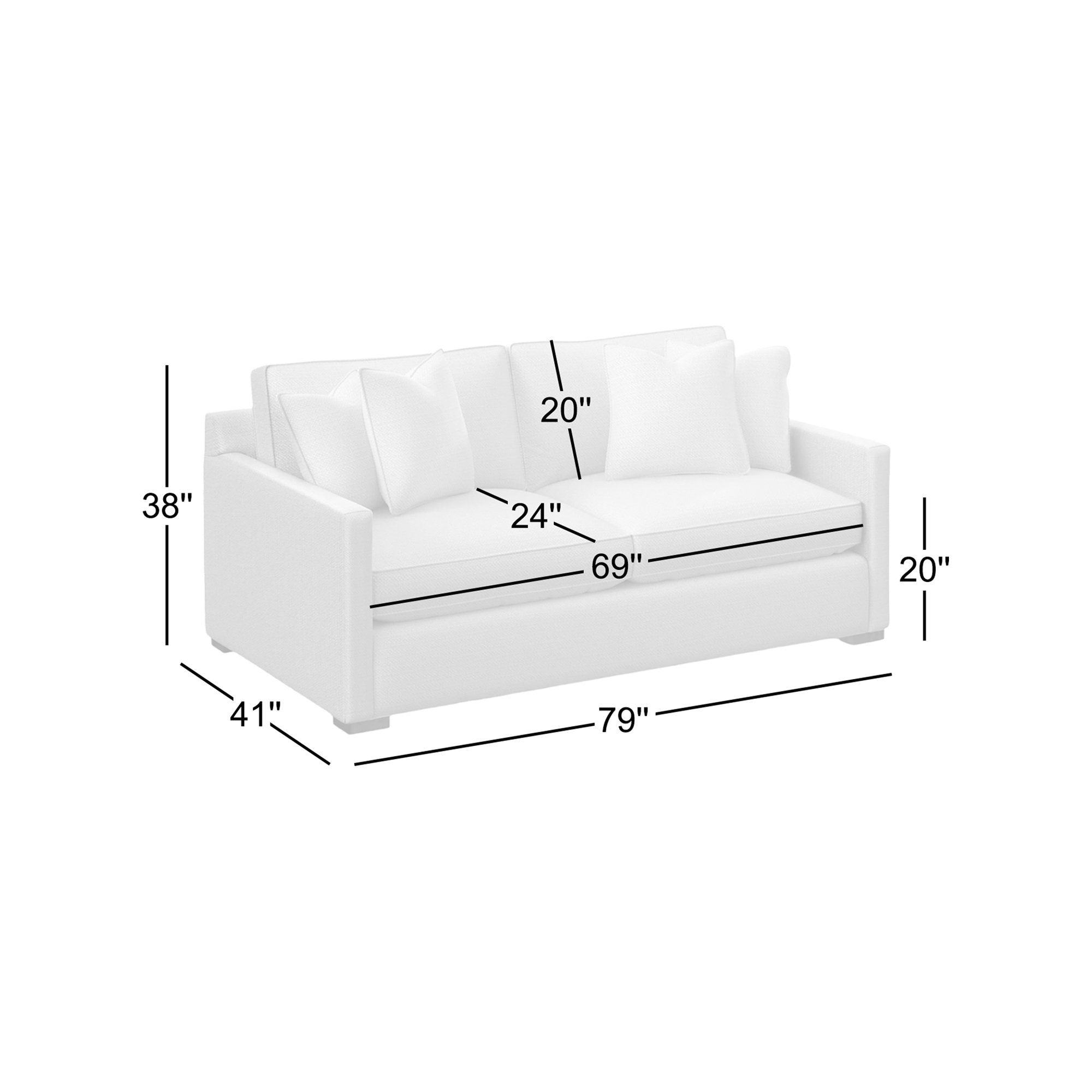 Bel-Air 79'' Upholstered Sofa, Havana, White Textured Performance; 0865-91