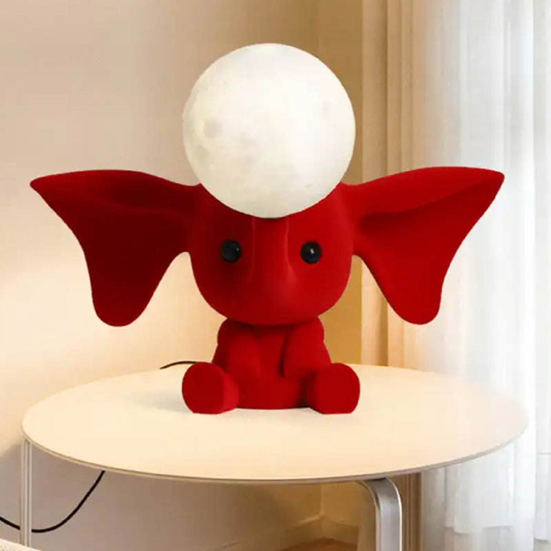 Caricature d'une lampe de table en résine, Rouge