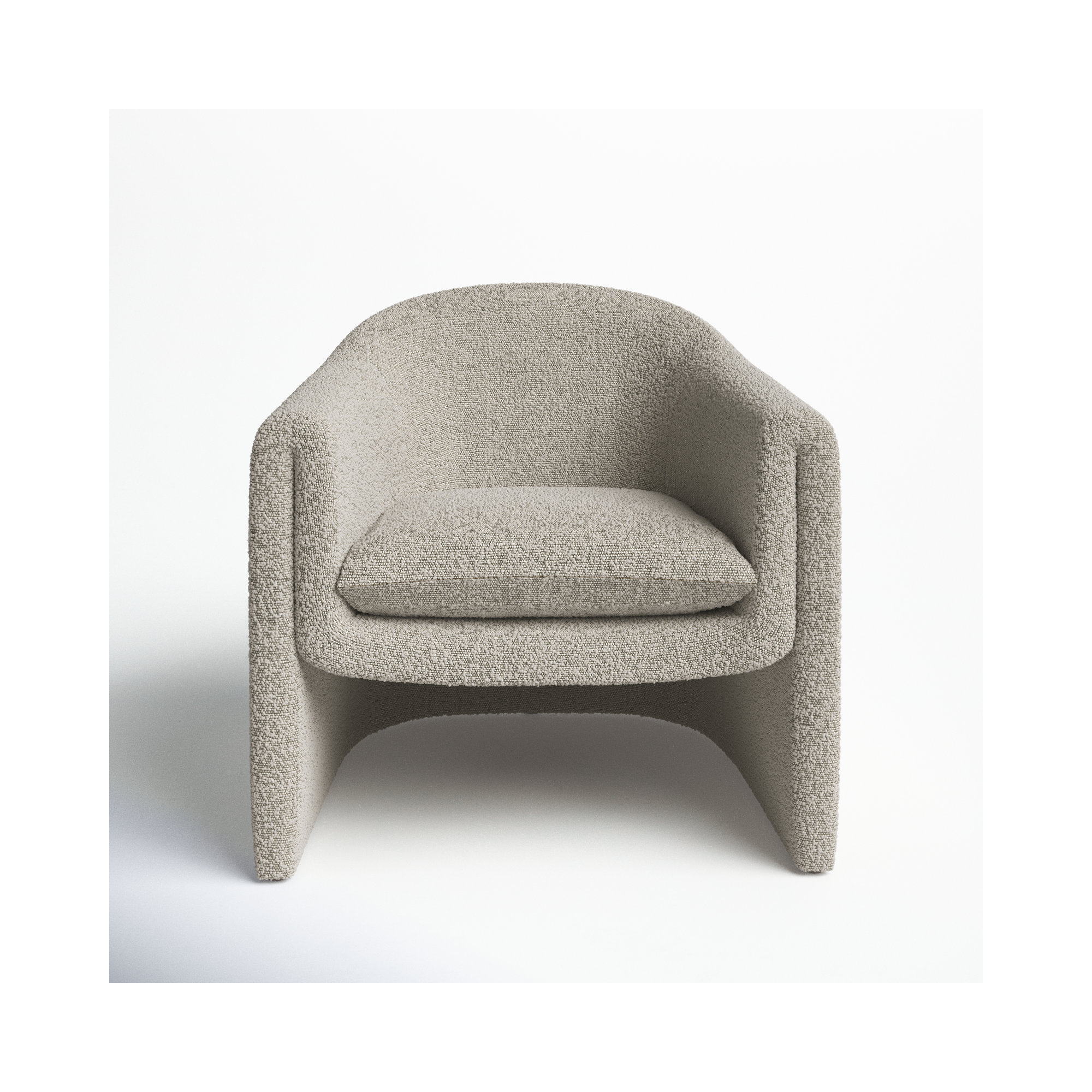 Pollman Upholstered Barrel Chair, Light Grey Boucle
