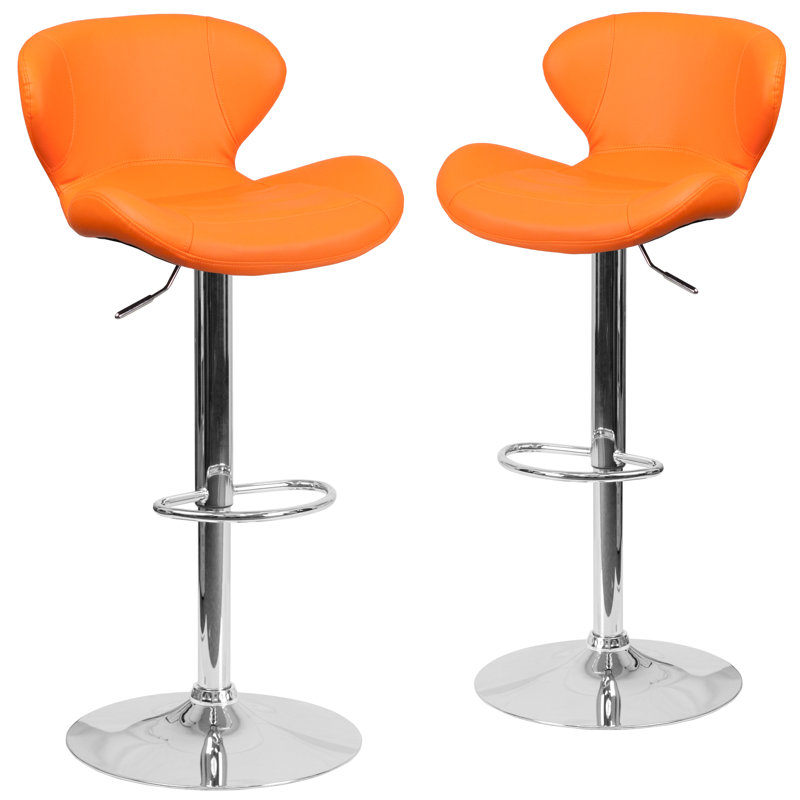 Tabouret de bar réglable en vinyle Guajardo, Orange