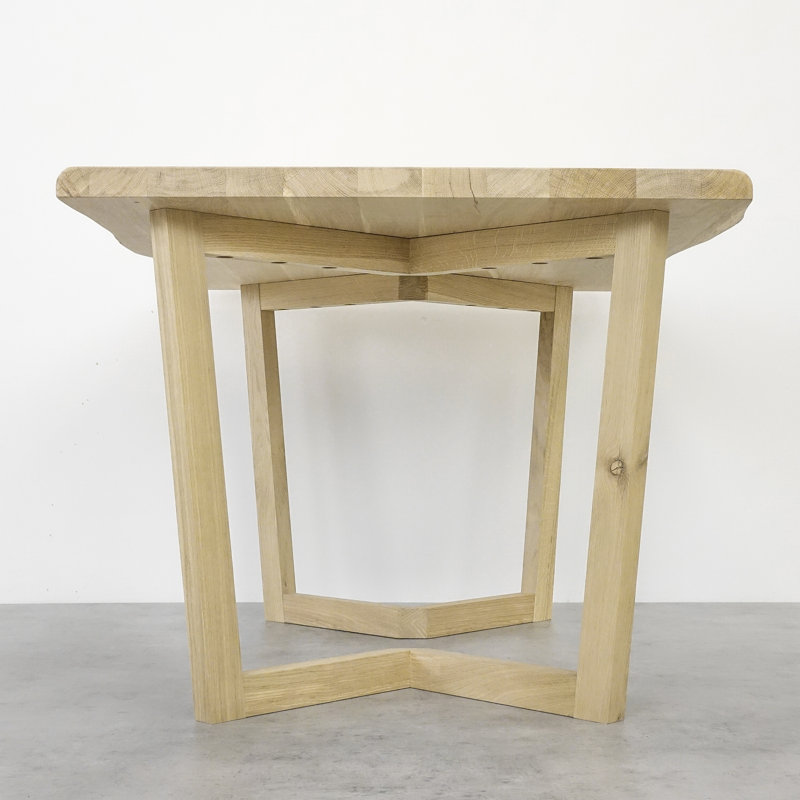 Heidi Oak Solid Wood Dining Table, Beige, 76cm H x 200cm L x 90cm W