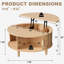 Table basse Mid-Century moderne à plateau relevable avec portes de rangement coulissantes