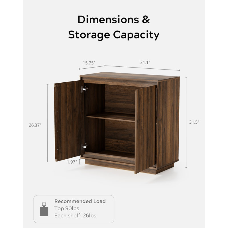 Sideboard Accent Cabinet With Adjustable Shelves, 2, Brown