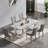 Luxury 68" Dining Table Set for, White Faux Marble Dining Table with Velvet Dining Chairs, Modern Kitchen Table and Chairs Set, Luxury Dining Table Set for Kitchen Dining-105955331-105955332-105955333