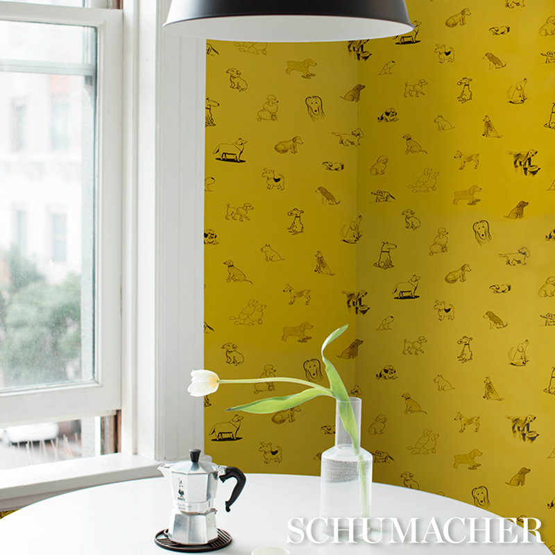 Schumacher X The New Yorker Good Dogs Everywhere Peel & Stick Wallpaper, Taxi-Cab Yellow