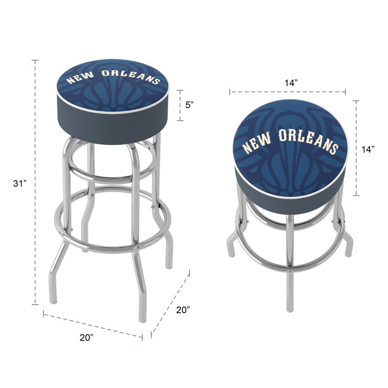 Blue Moon 31" Backless Swivel Metal Bar Stool with Padded Seat
