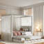 Upholstered Canopy Platform Bed With Trundle And Three Storage Drawers