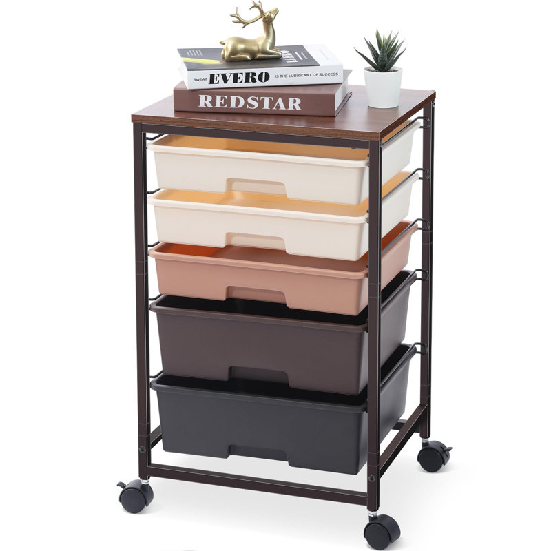 64.7cm H x 39.5cm W Utility Cart with Wheels, Brown