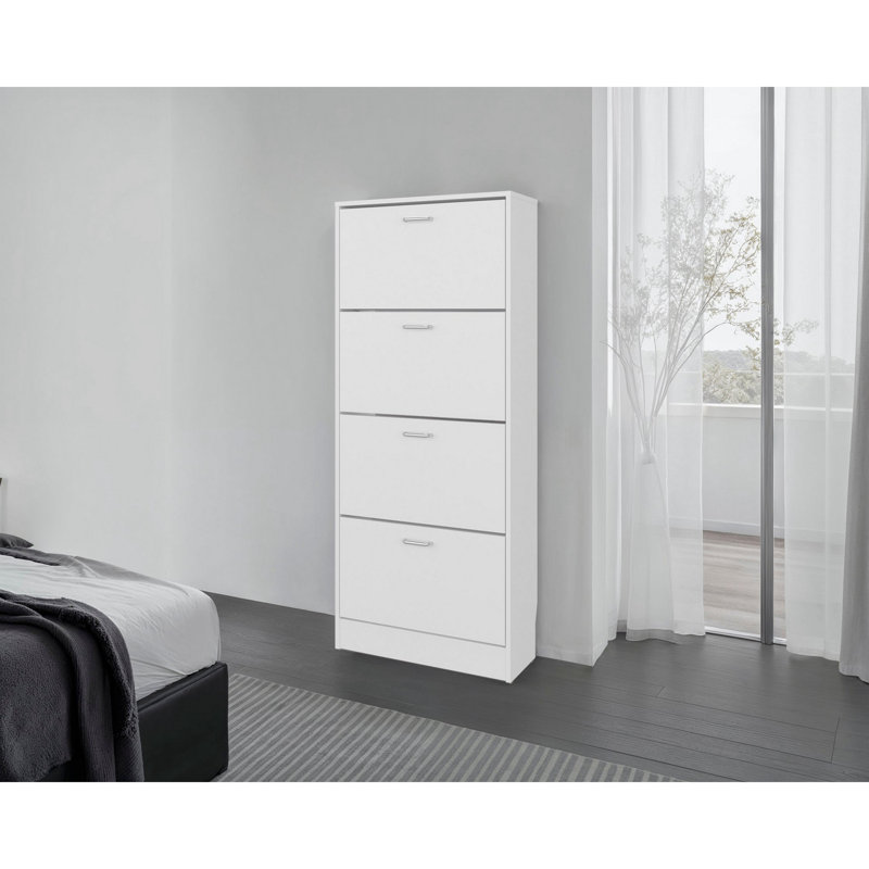 Armoire à chaussures verticale blanche avec portes, Blanc