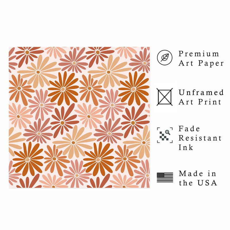 Floral rétro, fleurs VI, rétro, reproduction d'art non encadrée