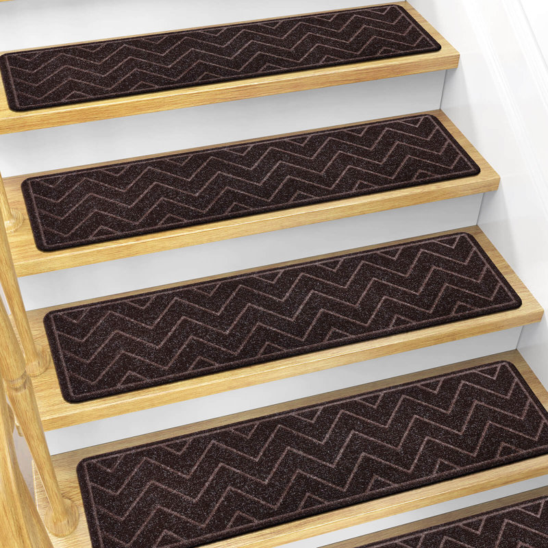 Tapis d'escalier intérieur antidérapant (ensemble de 15), Brun