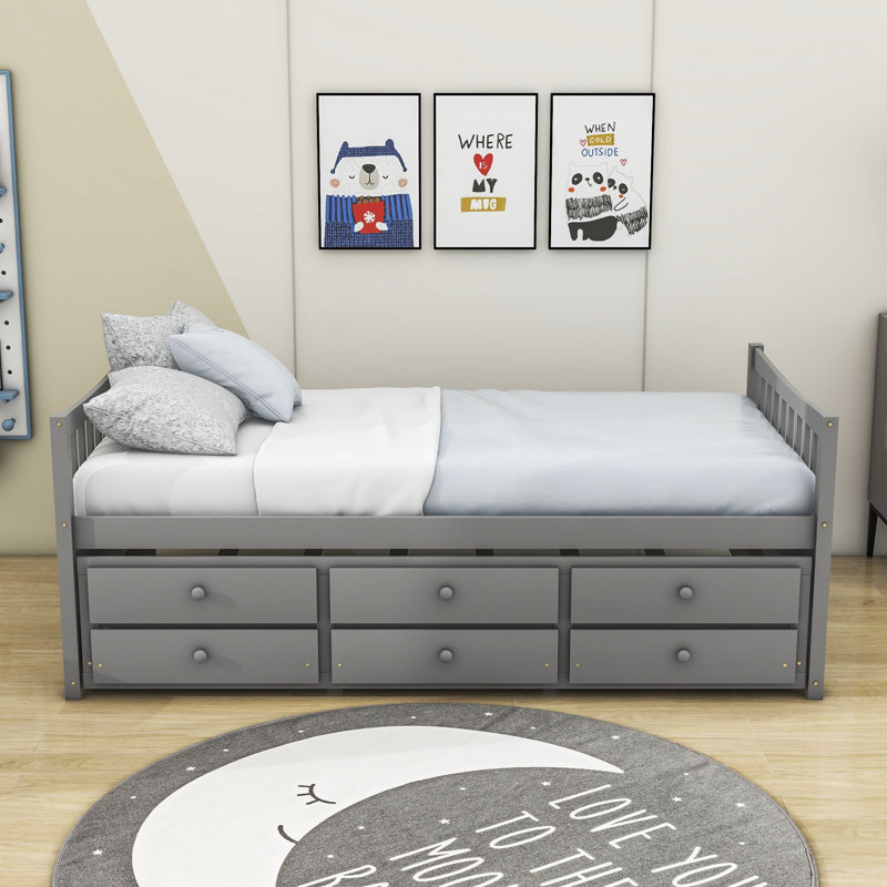Lit de jour simple avec couchette Stewumin, gris