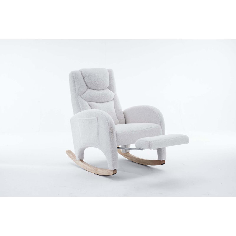 Chaise berçante en coton et lin, Ivoire 1