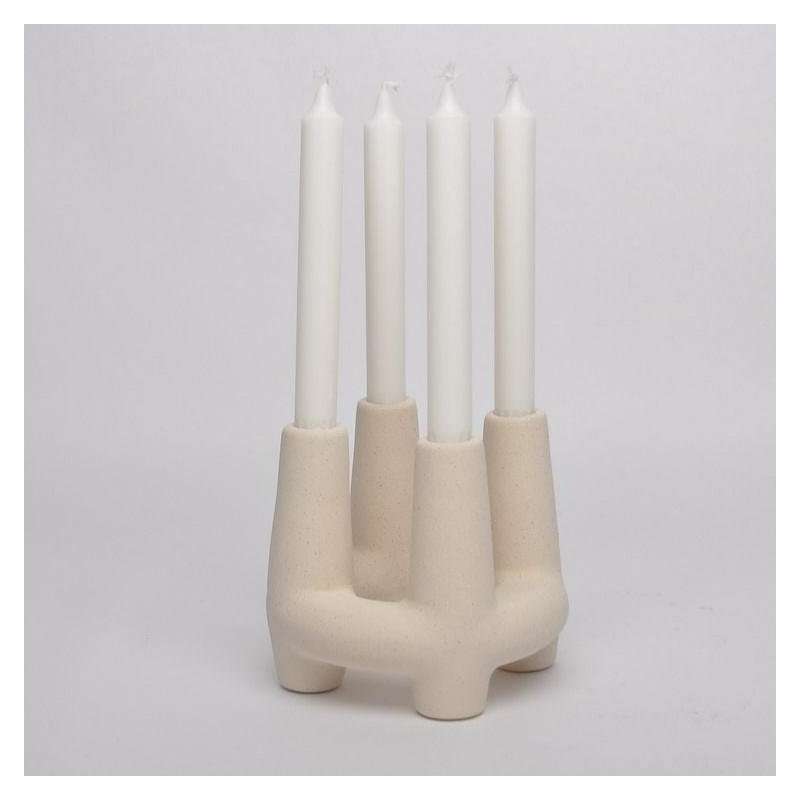 Ceramic Four Branch Tabletop Candleabra