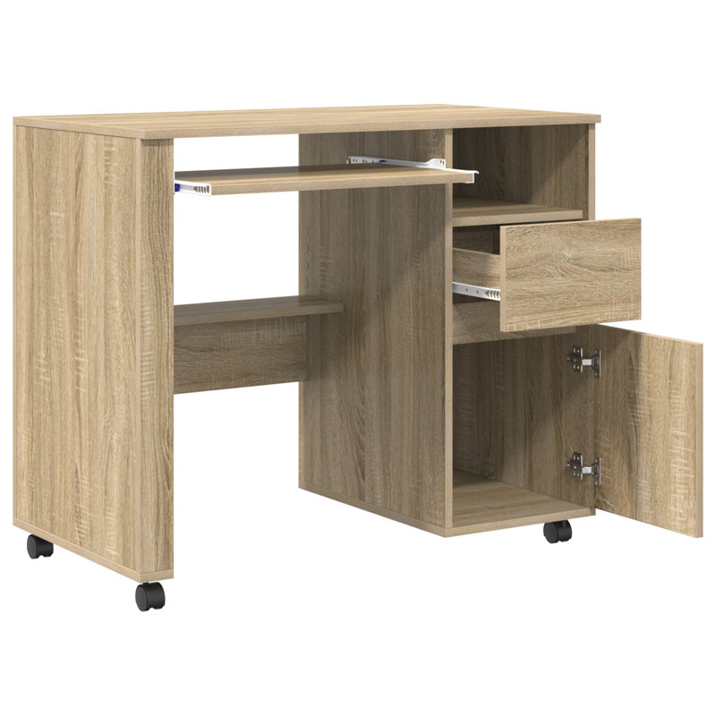 Computer Desk Engineered Wood Compact Drawers, Sonoma Oak