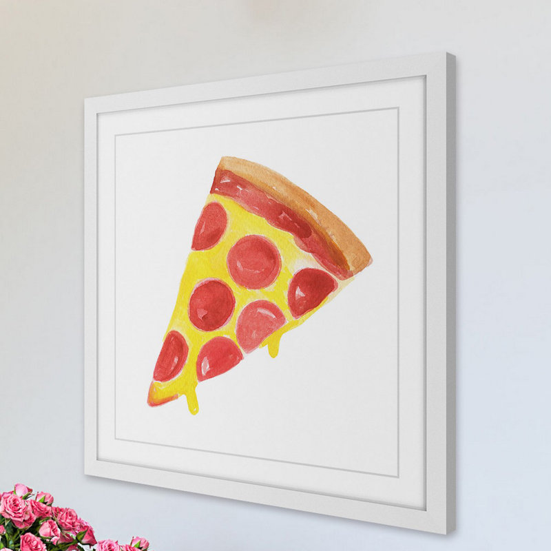 « pizza » par molly rosner, reproduction d’art encadrée, 24" H x 24" L x 1.5" D