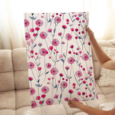 «Botanical Pink Dandelions III», reproduction d'art moderne sans cadre