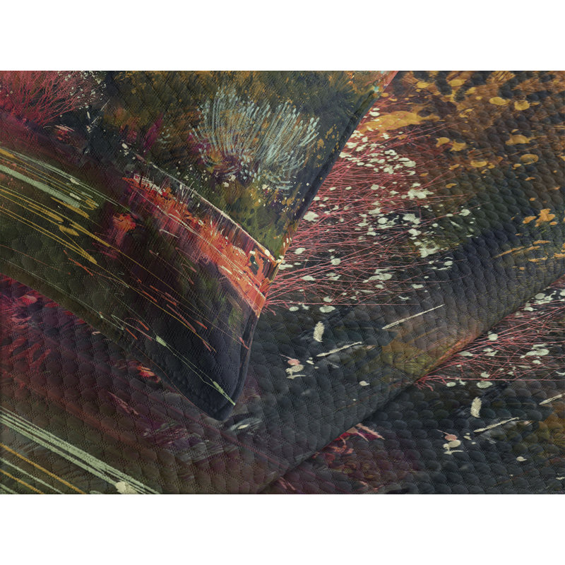 Ambesonne Art Bedspread Set Surreal Autumn Forest Multicolor, King Bedspread + 2 Standard Shams