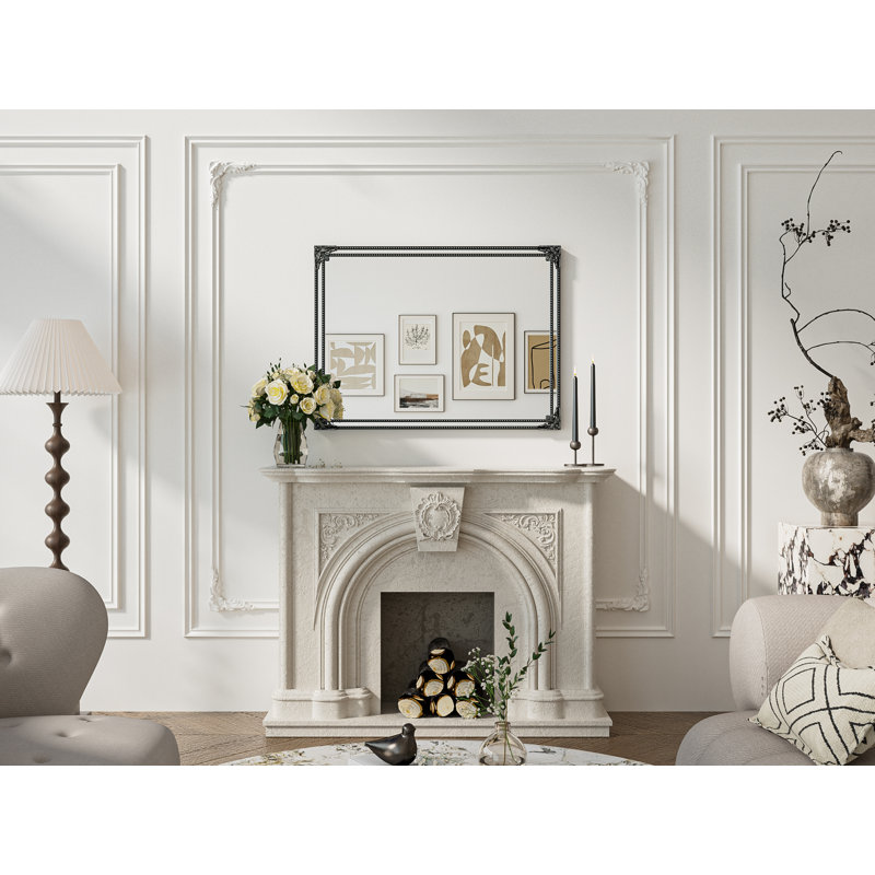Berrilee Rectangle Decorative Wall Accent Mirror, 40" x 30", Antique Black