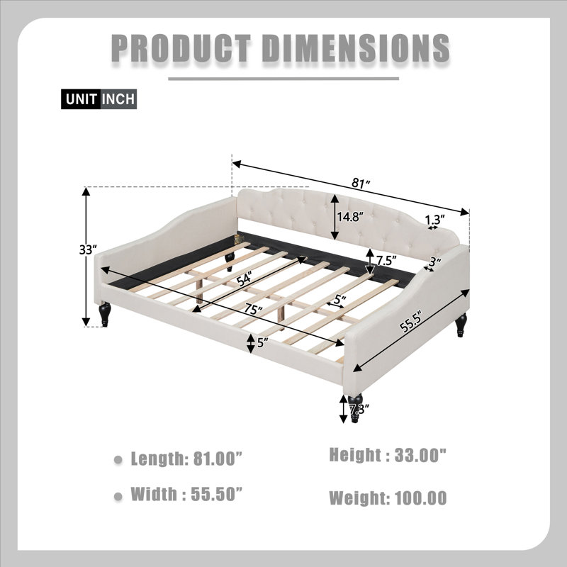 Modern And Stylish Wood Upholstered Tufted Daybed