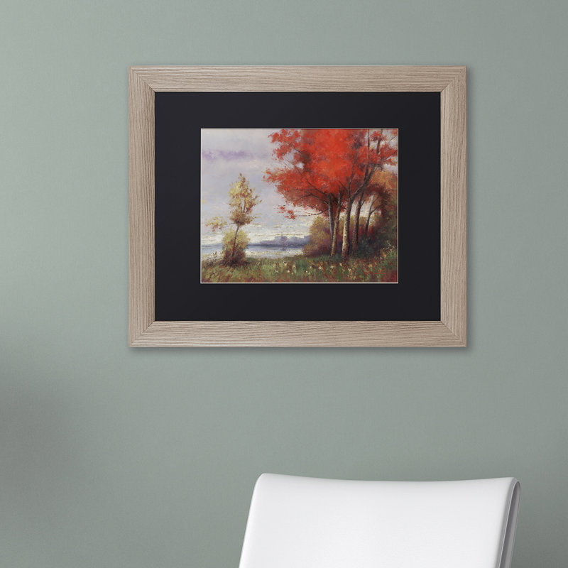 «Landscape with Red Trees», reproduction d'art encadrée, Noir, H 11 po x l 14 po x P 0,5 po, Cadre argenté