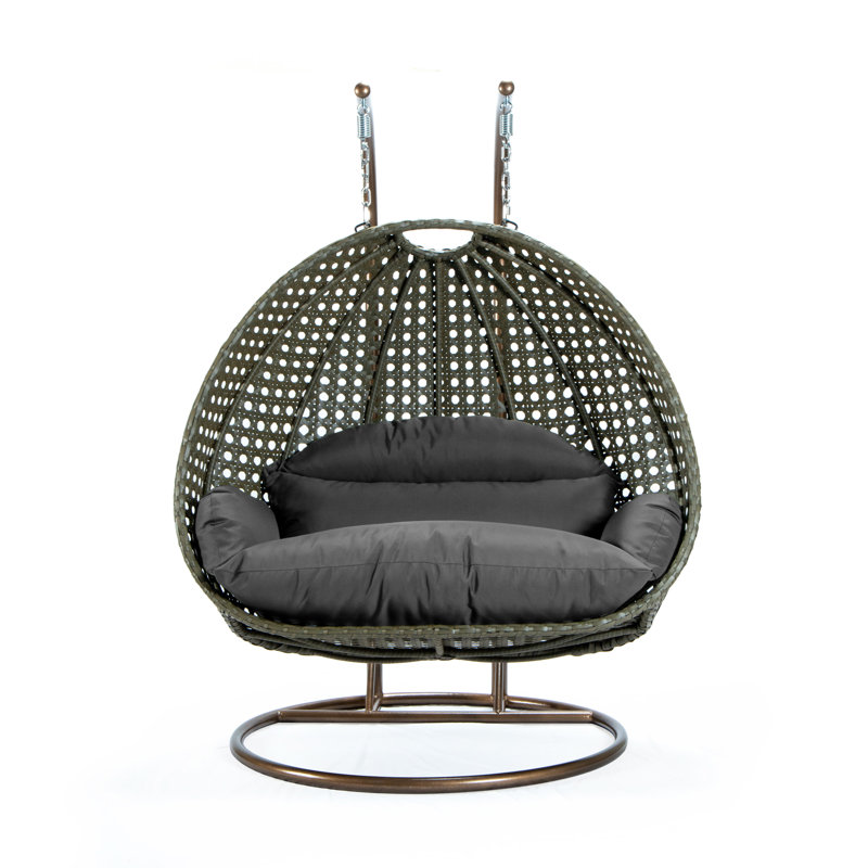 Fauteuil en osier beige pour 2 personnes avec support Leisuremod, Gris foncé