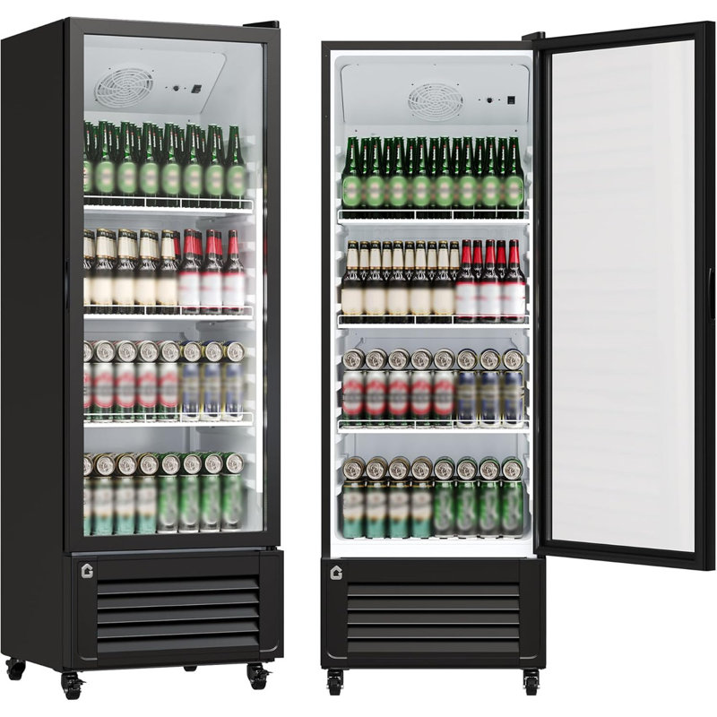 9,9 pieds cubes Réfrigérateur commercial à une porte en verre, vitrine sans givre avec refroidissement à 360 °