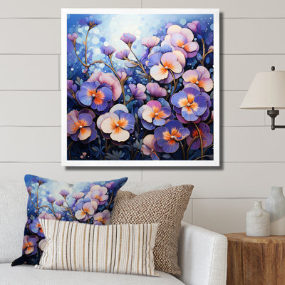 Purple Pansies Field Pointillism Dot II - Floral Canvas Wall Art