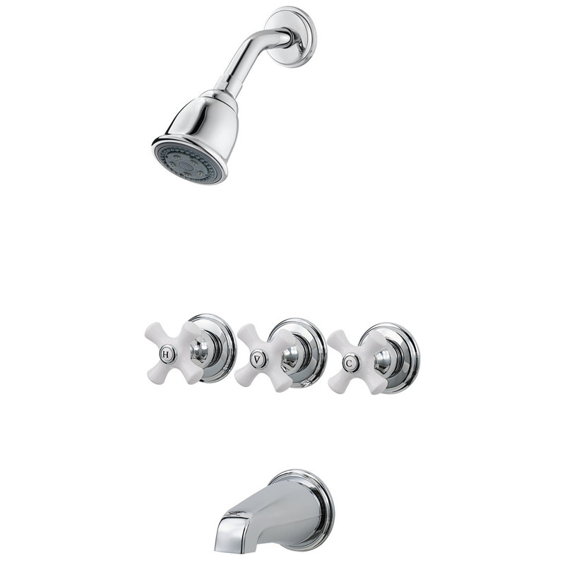 Pfister Chrome 3-Handle Multi-Function Bathtub and Shower Faucet