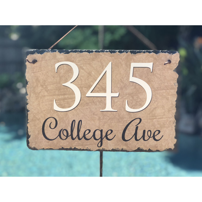 Numéro de maison d'extérieur en ardoise personnalisé, 2 trous pour suspension, H 10 po x l 16 po