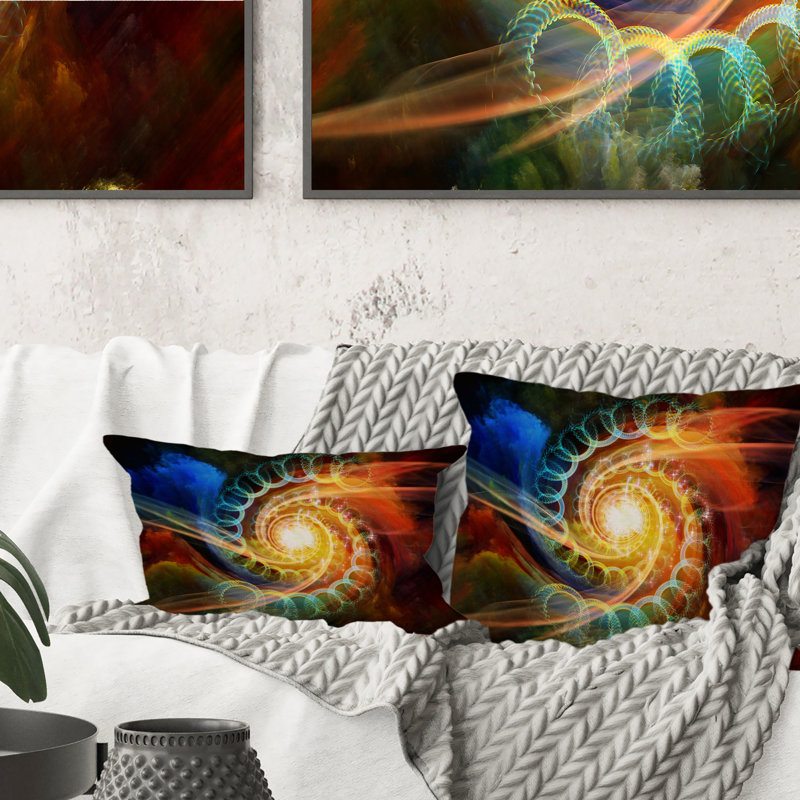 Fractal Spiral Of Vibrant Light - Coussin décoratif imprimé moderne, 16 po x 16 po